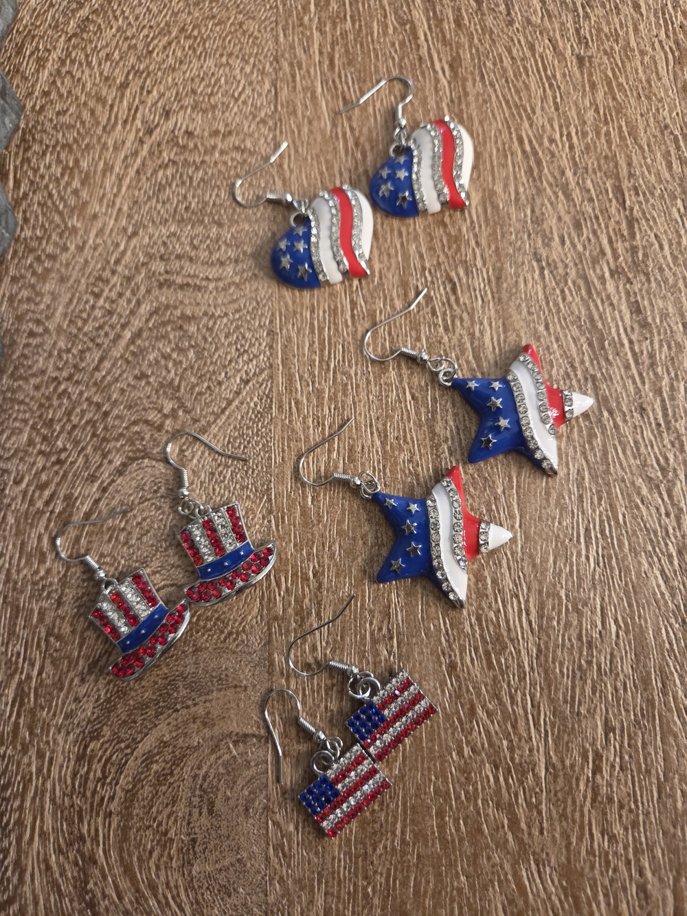 Patriotic Earrings Set - Red, White & Blue